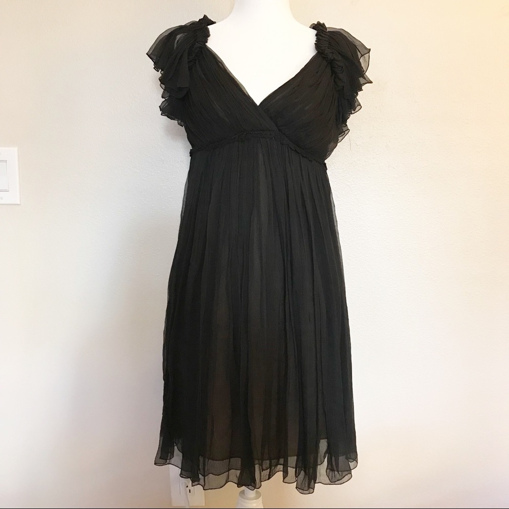 Leon Max Silk A-Line Dress, Black